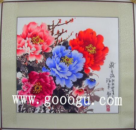 牡丹富貴蘇繡，蘇州刺繡牡丹畫，鎮(zhèn)湖蘇繡廠