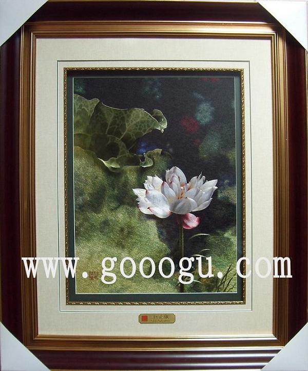 荷花刺繡畫，高檔荷花題材蘇繡畫，蘇繡極品
