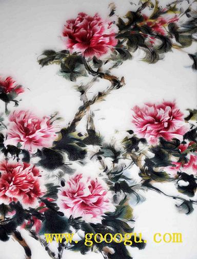 蘇繡牡丹精品，牡丹刺繡畫，蘇繡精品畫
