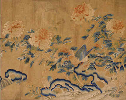 故宮繡品，刺繡收藏品，刺繡牡丹雉雞圖